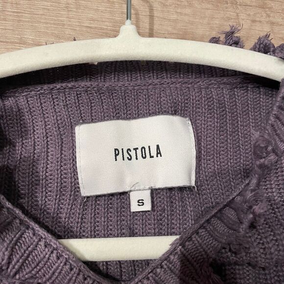 Pistola Eva Oversized Distressed Purple Cotton Sweater, size S - Picture 5 of 10